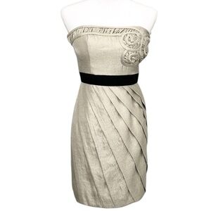 NWOT Max & Cleo Gold Strapless Evening Gown / Prom Dress